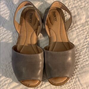 Women's Gray Leather Sandals